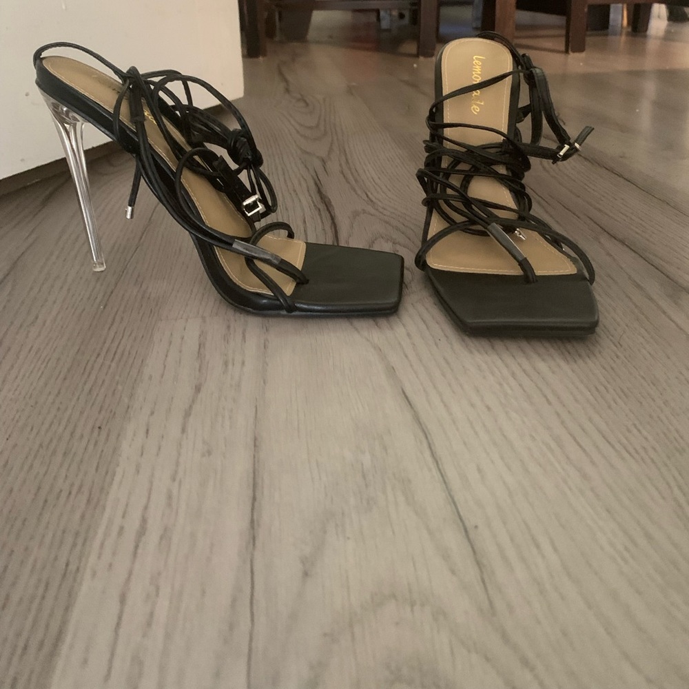 New, never worn black strappy heels by Lemonade size 7.5